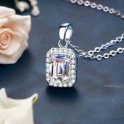 Emerald-cut 1.0 ct Diamond Clavicle Chain Necklace-Evani Naomi Jewelry