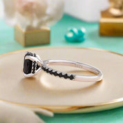 Exclusive Round Cut Black Diamond White Gold Engagement Ring-Evani Naomi Jewelry