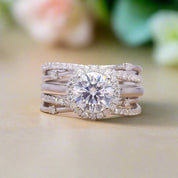 Flash Sale- 14k White Gold Insert Engagement Ring Set in 2.0ct Round Cut Diamond-Evani Naomi Jewelry