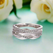 Flash Sale- 1.3 Ct Twist Infinity & X Criss Cross Wedding Band Set-Evani Naomi Jewelry
