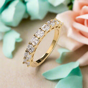 Flash Sale- 2.0 ct Asscher Cut Half Eternity Ring Band-Evani Naomi Jewelry