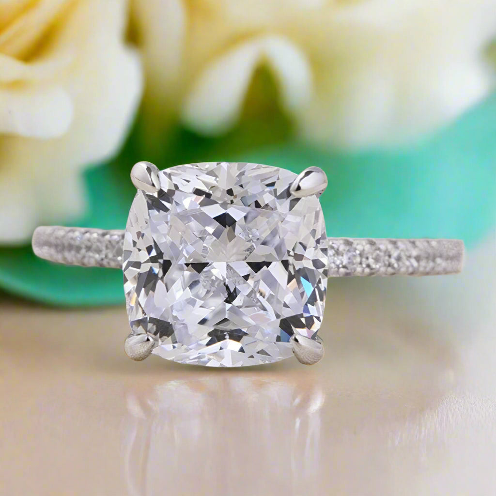 Flash Sale- 3.2 ct Cushion Cut Diamond Engagement Ring-Evani Naomi Jewelry