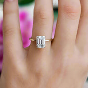 Flash Sale- 3.5 ct Yellow Gold Emerald Cut Engagement Ring & Emerald Cut Band-Evani Naomi Jewelry