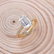 Flash Sale- 4.0 Ct Emerald Cut Yellow Gold Engagement Ring-Evani Naomi Jewelry