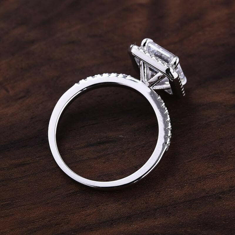 Flash Sale- 4.0 Ct Halo Emerald Cut Diamonds Wedding Ring Set-Evani Naomi Jewelry