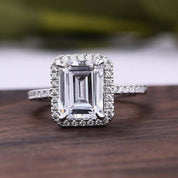 Flash Sale- 4.0 ct Halo Emerald Cut Diamonds Wedding Ring Set-Evani Naomi Jewelry