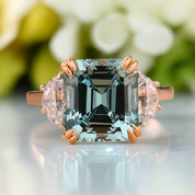 Flash Sale- 4.5 ct Asscher Cut Three Stone Paraiba Tourmaline Engagement Ring-Evani Naomi Jewelry