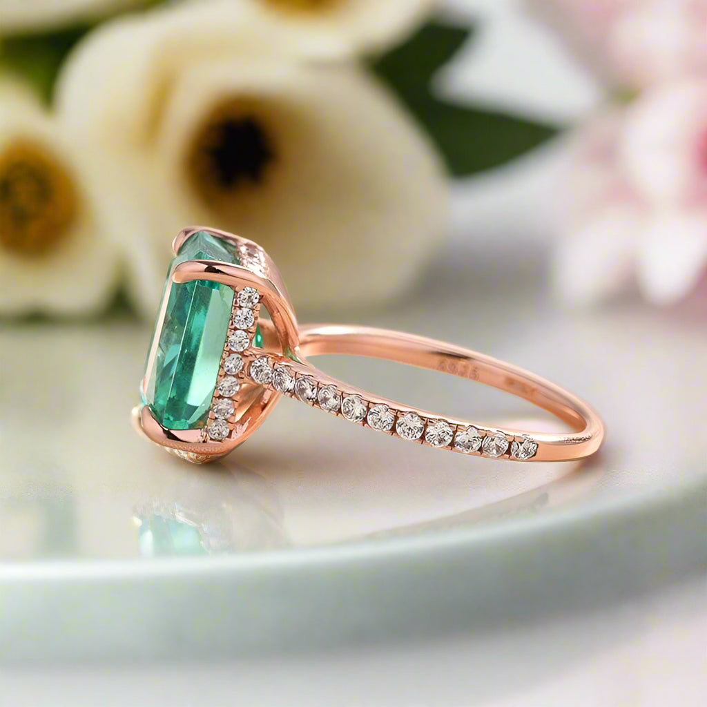Flash Sale- 5.0 ct Radiant Cut Paraiba Tourmaline Engagement Ring-Evani Naomi Jewelry