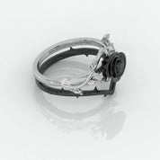 Flash Sale- Black Rose Gothic Wedding Rings in 14k Gold .50 ct Round Cut Diamond-Evani Naomi Jewelry
