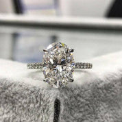 Flash Sale- Classic Oval Cut White Sapphire Wedding Ring Set-Evani Naomi Jewelry