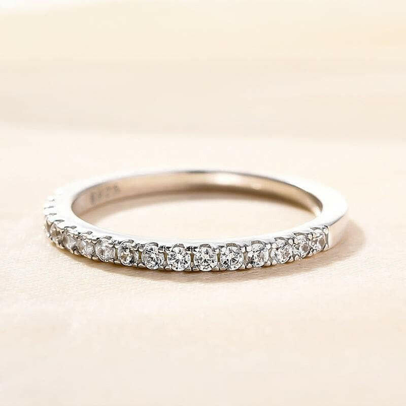 Flash Sale- Classic Thin Half Eternity Women's Wedding Band-Evani Naomi Jewelry