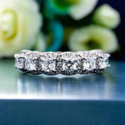 Flash Sale- Cushion Cut Diamond Halo Wedding Band-Evani Naomi Jewelry