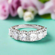 Flash Sale- Cushion Cut Diamond Halo Wedding Band-Evani Naomi Jewelry