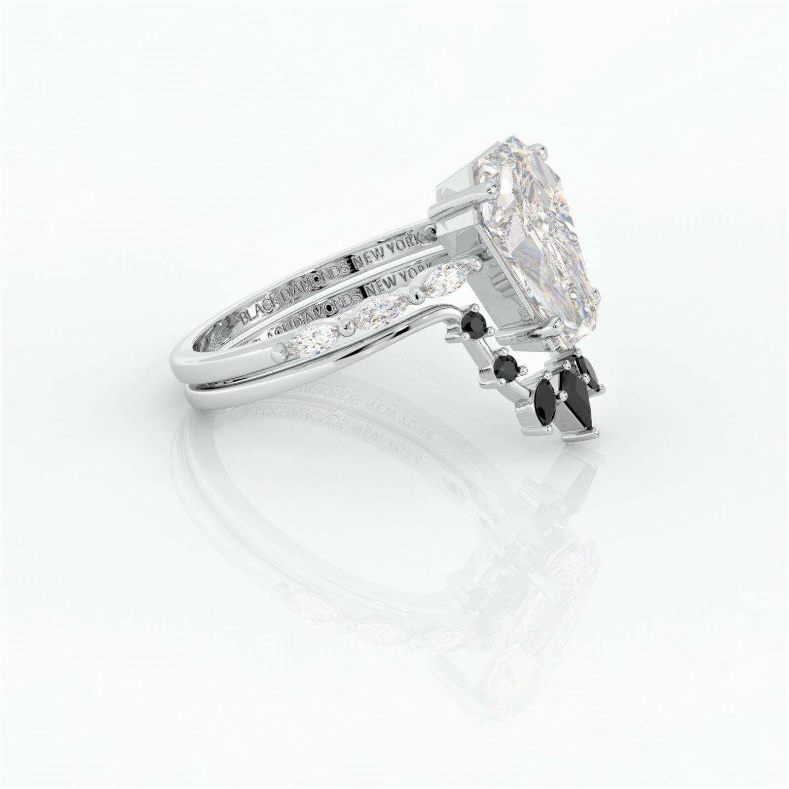 Flash Sale- Devoted To You Gothic Wedding Rings in Coffin Cut Diamond-Evani Naomi Jewelry
