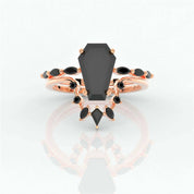 Flash Sale- Devoted To You Gothic Wedding Rings in Coffin Cut Diamond-Evani Naomi Jewelry