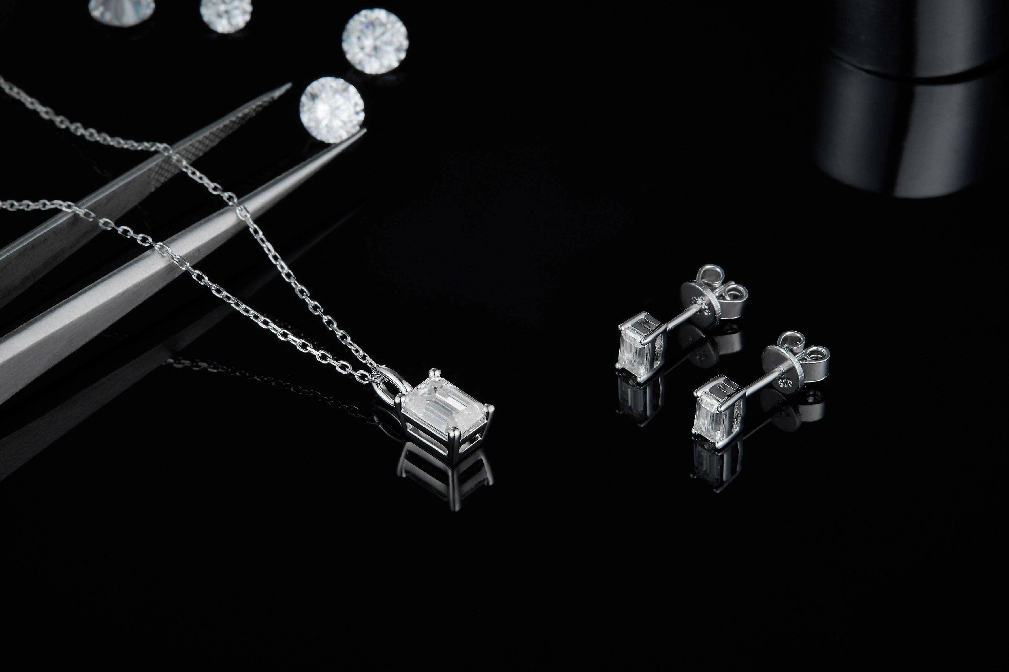 Flash Sale- Emerald Cut 0.5 ct Diamond Earrings-Evani Naomi Jewelry