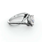 Flash Sale- Only You- Skull & Roses 1.5 ct Pear Cut Diamond Wedding Ring-Evani Naomi Jewelry