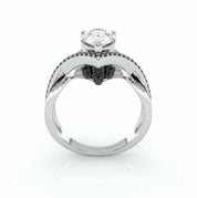Flash Sale- Only You- Skull & Roses 1.5 ct Pear Cut Diamond Wedding Ring-Evani Naomi Jewelry