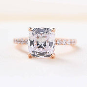 Flash Sale- Rose Gold 3.0 ct Cushion Cut Clear Simulated Sapphire Wedding Ring Set-Evani Naomi Jewelry