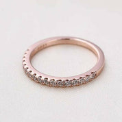 Flash Sale- Thin Half Eternity Rose Gold Wedding Band-Evani Naomi Jewelry