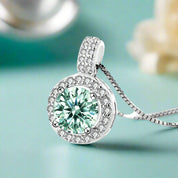Gorgeous 1.0 ct Green Diamond Halo Necklace-Evani Naomi Jewelry