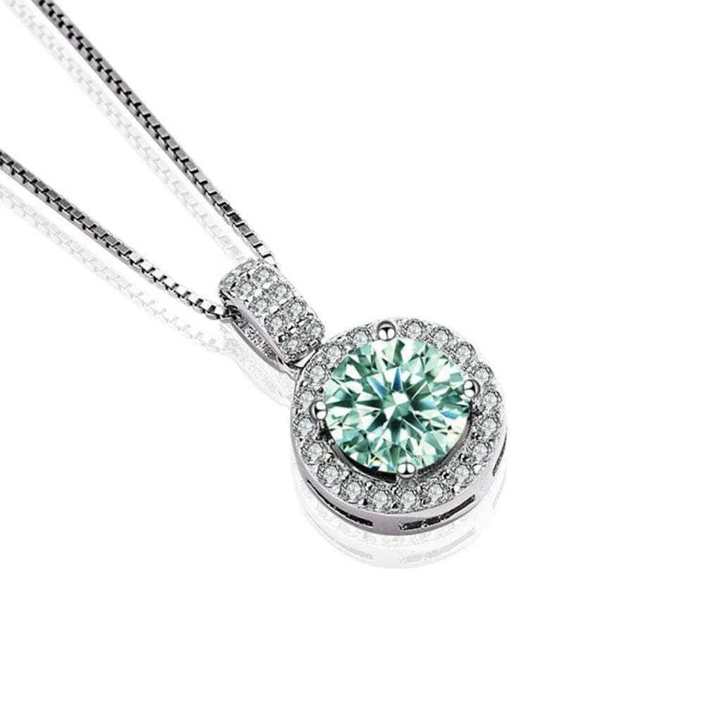 Gorgeous 1.0 ct Green Diamond Halo Necklace-Evani Naomi Jewelry