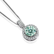 Gorgeous 1.0 ct Green Diamond Halo Necklace-Evani Naomi Jewelry