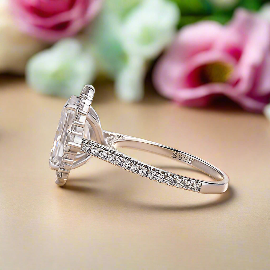 Gorgeous Halo 3.0 ct Radiant Cut Diamond Engagement Ring-Evani Naomi Jewelry