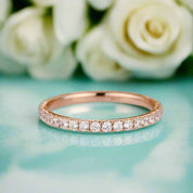 Half Eternity Diamond 14k Rose Gold Wedding Band-Evani Naomi Jewelry