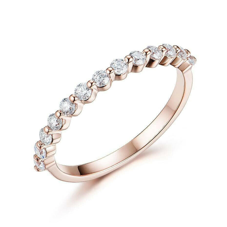 Half Eternity Diamond Rose Gold Wedding Band-Evani Naomi Jewelry