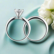 Half-Eternity Round 1.0 ct Diamond Ring Set-Evani Naomi Jewelry