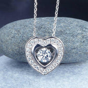 Halo Heart Dancing Diamond Necklace-Evani Naomi Jewelry