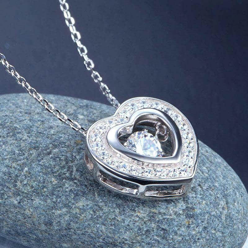 Halo Heart Dancing Diamond Necklace-Evani Naomi Jewelry