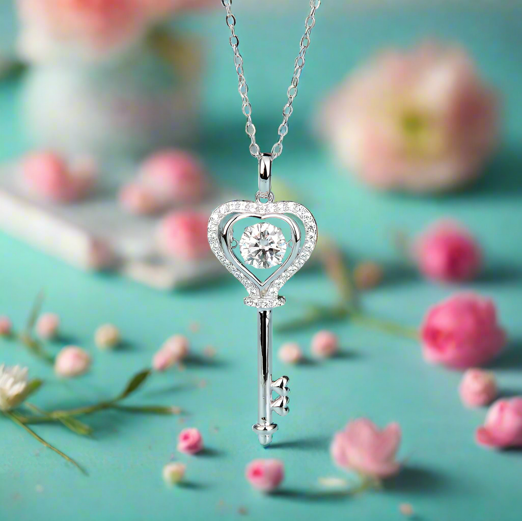 Heart Key 1.0 ct Diamond Necklace-Evani Naomi Jewelry