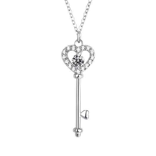 Heart & Key Diamond Necklace-Evani Naomi Jewelry