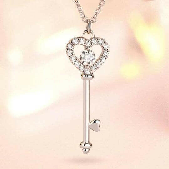 Heart & Key Diamond Necklace-Evani Naomi Jewelry