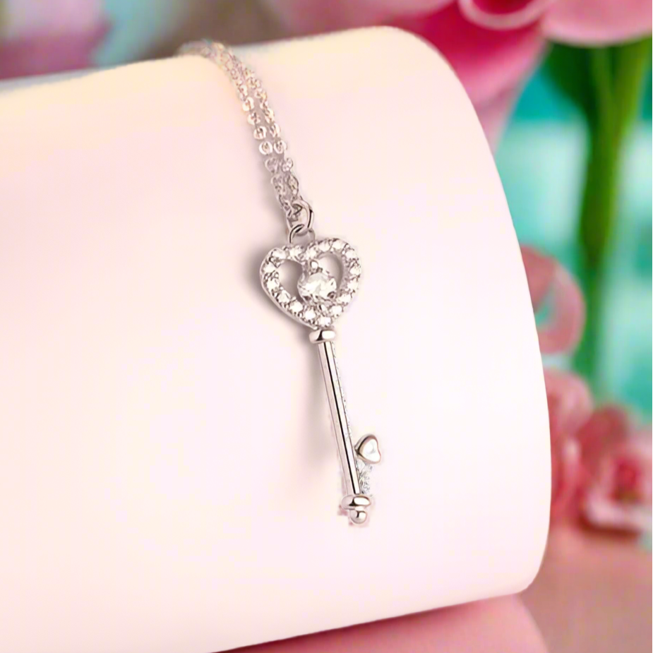 Heart & Key Diamond Necklace-Evani Naomi Jewelry