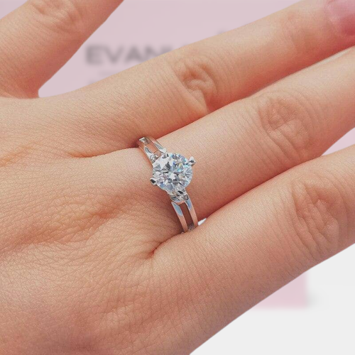 Heart Prong 1.00 ct Round Diamond Engagement Ring-Evani Naomi Jewelry