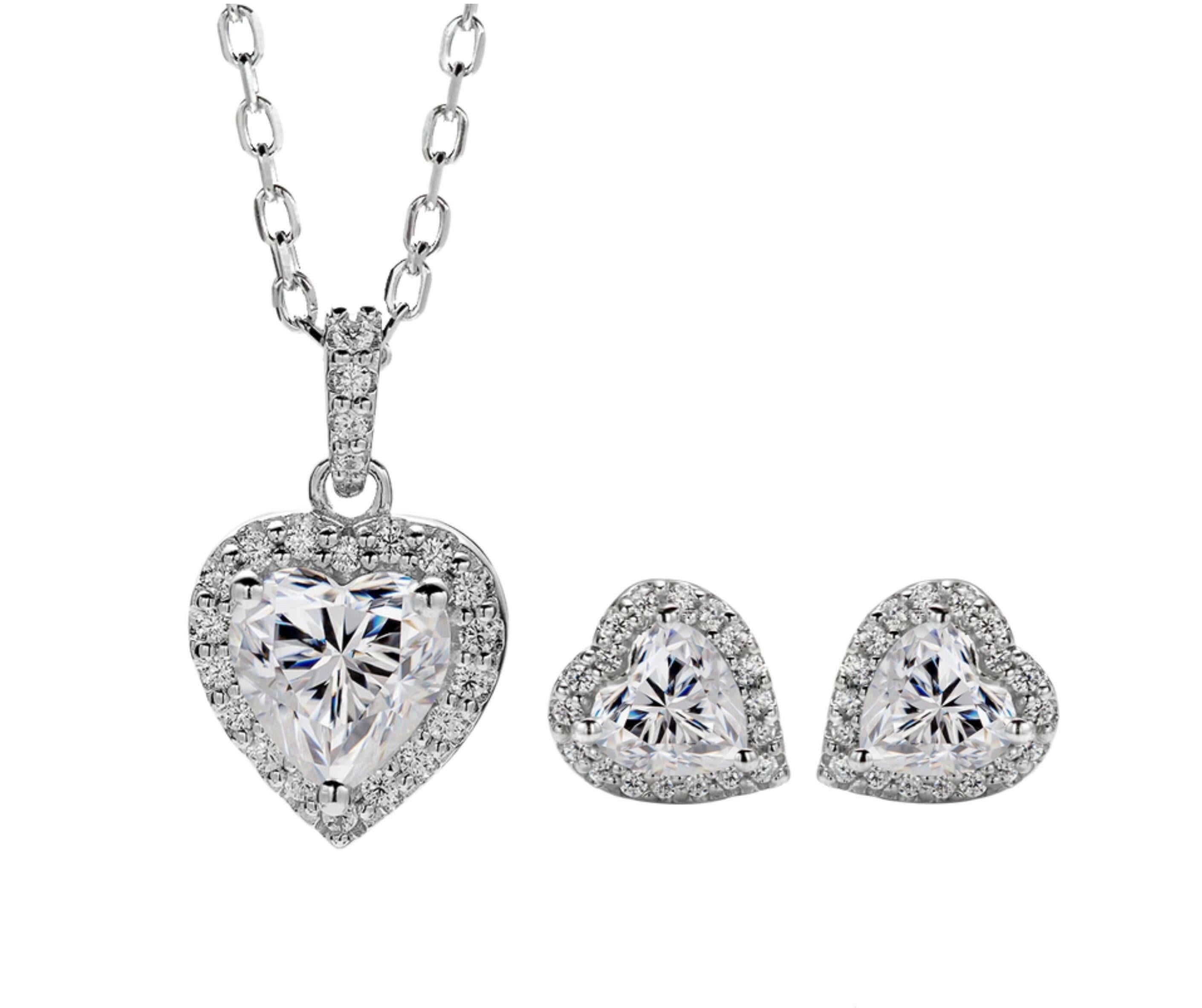 Heart Shaped 1.0 ct Diamond Halo Jewelry Set-Evani Naomi Jewelry