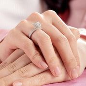 Heart-cut 1.0 ct Diamond Halo Ring Set-Evani Naomi Jewelry