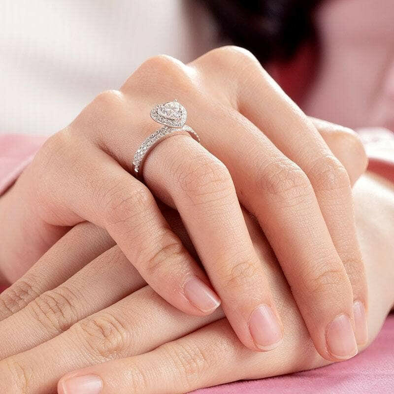 Heart-cut 1.0 ct Diamond Halo Ring Set-Evani Naomi Jewelry