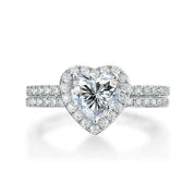 Heart-cut 1.0 ct Diamond Halo Ring Set-Evani Naomi Jewelry
