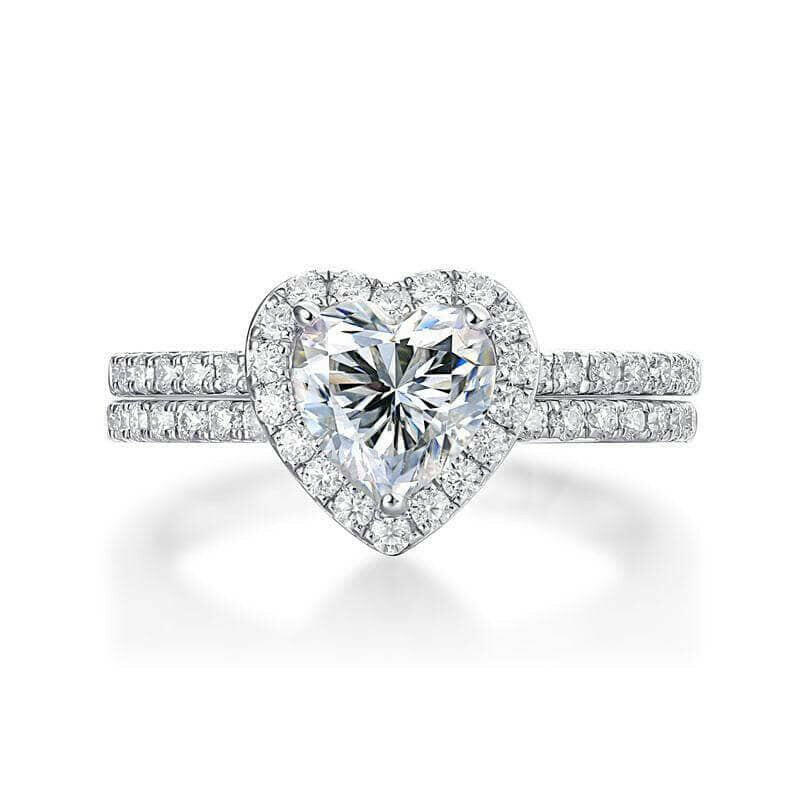 Heart-cut 1.0 ct Diamond Halo Ring Set-Evani Naomi Jewelry