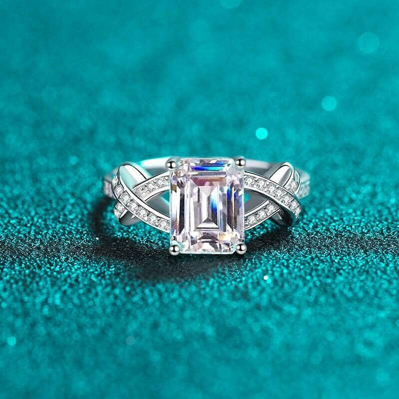 Luxurious 3ct Emerald cut Diamond Wedding Ring-Evani Naomi Jewelry