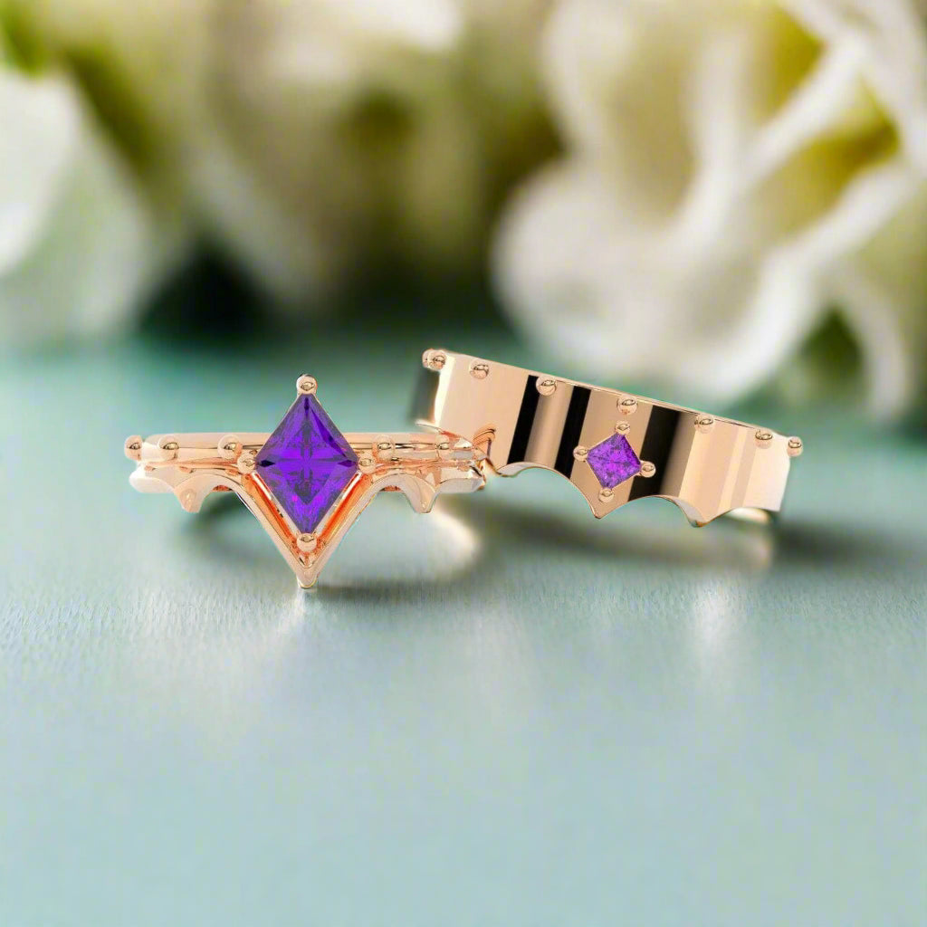Marksman's Ring Set (Women)- Video Game Inspired Rings in 14k Yellow Gold-Evani Naomi Jewelry