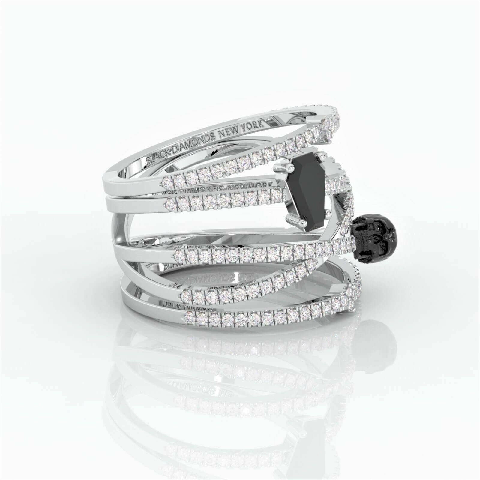 My Other Half Gothic Wedding Rings in 14k Gold Limited Coffin Shape Diamond-Evani Naomi Jewelry