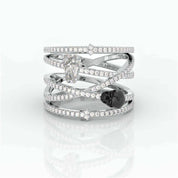 My Other Half Gothic Wedding Rings in 14k Gold Limited Coffin Shape Diamond-Evani Naomi Jewelry