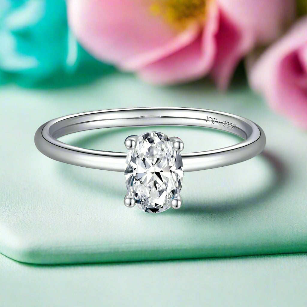 Oval-cut 1.00 ct Diamond Solitaire Engagement Ring-Evani Naomi Jewelry