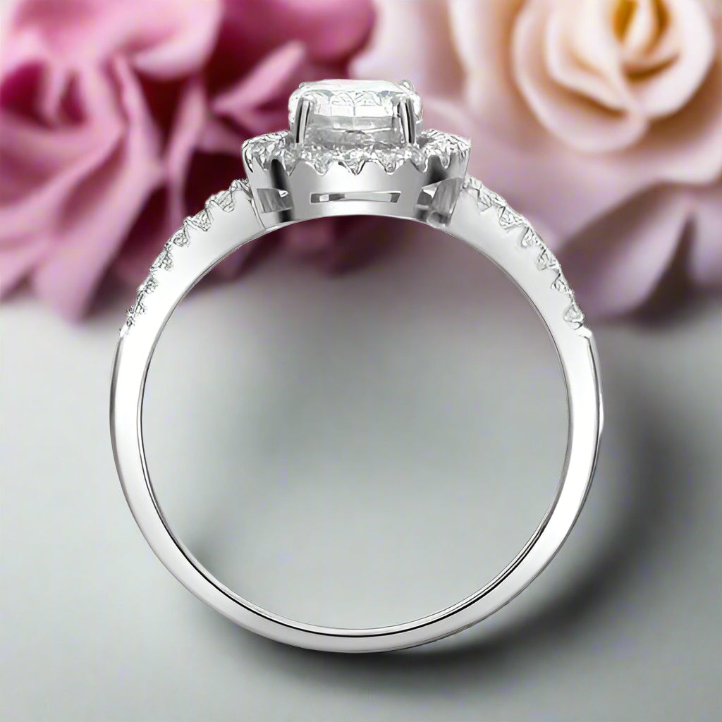 Oval-cut 1.50 ct Diamond Halo Engagement Ring-Evani Naomi Jewelry