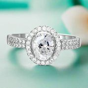 Oval-cut 1.50 ct Diamond Halo Engagement Ring-Evani Naomi Jewelry